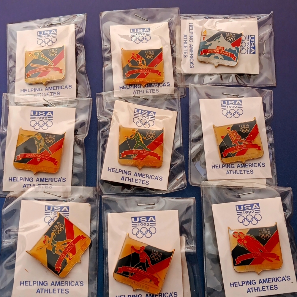 (9) 1992 winter games Olympic pins.